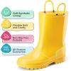 imageHISEA Kids Rain Boots for Toddler Boys Girls Waterproof Rubber Boots with EasyOn Handles Seamless PVC Rainboots Lightweight Mud Shoes for Water Beach Outdoor Playing ToddlerLittle KidBig KidYellow