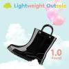 imageHISEA Kids Rain Boots for Toddler Boys Girls Waterproof Rubber Boots with EasyOn Handles Seamless PVC Rainboots Lightweight Mud Shoes for Water Beach Outdoor Playing ToddlerLittle KidBig KidBlack With Grey Trimming