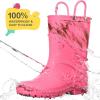 imageHISEA Kids Rain Boots for Toddler Boys Girls Waterproof Rubber Boots with EasyOn Handles Seamless PVC Rainboots Lightweight Mud Shoes for Water Beach Outdoor Playing ToddlerLittle KidBig KidPink