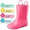 imageHISEA Kids Rain Boots for Toddler Boys Girls Waterproof Rubber Boots with EasyOn Handles Seamless PVC Rainboots Lightweight Mud Shoes for Water Beach Outdoor Playing ToddlerLittle KidBig KidPink
