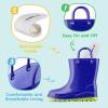 imageHISEA Kids Rain Boots for Toddler Boys Girls Waterproof Rubber Boots with EasyOn Handles Seamless PVC Rainboots Lightweight Mud Shoes for Water Beach Outdoor Playing ToddlerLittle KidBig KidBlue With Light Green Trimming