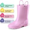 imageHISEA Kids Rain Boots for Toddler Boys Girls Waterproof Rubber Boots with EasyOn Handles Seamless PVC Rainboots Lightweight Mud Shoes for Water Beach Outdoor Playing ToddlerLittle KidBig KidPurple
