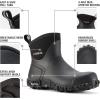 imageHISEA Mens Rubber Boots Ankle Rain Boots Waterproof Outdoor Mud Bootie for Lawn and GardenBlack