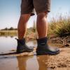 imageHISEA Mens Rubber Boots Ankle Rain Boots Waterproof Outdoor Mud Bootie for Lawn and GardenBlack