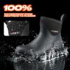 imageHISEA Mens Rubber Boots Ankle Rain Boots Waterproof Outdoor Mud Bootie for Lawn and GardenBlack