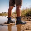 imageHISEA Mens Rubber Boots Ankle Rain Boots Waterproof Outdoor Mud Bootie for Lawn and GardenNavy