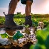 imageHISEA Mens Rubber Boots Ankle Rain Boots Waterproof Outdoor Mud Bootie for Lawn and GardenNavy