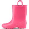 imageHISEA Kids Rain Boots for Toddler Boys Girls Waterproof Rubber Boots with EasyOn Handles Seamless PVC Rainboots Lightweight Mud Shoes for Water Beach Outdoor Playing ToddlerLittle KidBig KidPink