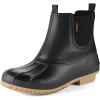 imageHISEA Womens Duck Boots Waterproof Ankle Saltwater Boot for Outdoor Winter Snow BootsBlack