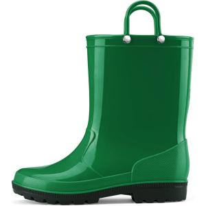 imageHISEA Kids Rain Boots for Toddler Boys Girls Waterproof Rubber Boots with EasyOn Handles Seamless PVC Rainboots Lightweight Mud Shoes for Water Beach Outdoor Playing ToddlerLittle KidBig KidGreen