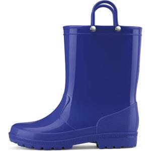 imageHISEA Kids Rain Boots for Toddler Boys Girls Waterproof Rubber Boots with EasyOn Handles Seamless PVC Rainboots Lightweight Mud Shoes for Water Beach Outdoor Playing ToddlerLittle KidBig KidBlue