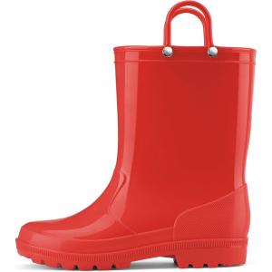 imageHISEA Kids Rain Boots for Toddler Boys Girls Waterproof Rubber Boots with EasyOn Handles Seamless PVC Rainboots Lightweight Mud Shoes for Water Beach Outdoor Playing ToddlerLittle KidBig KidRed