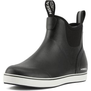 imageHISEA Womens Ankle Rain Boots Rubber Fishing Deck Boots Garden Boots for Women WaterproofBlack