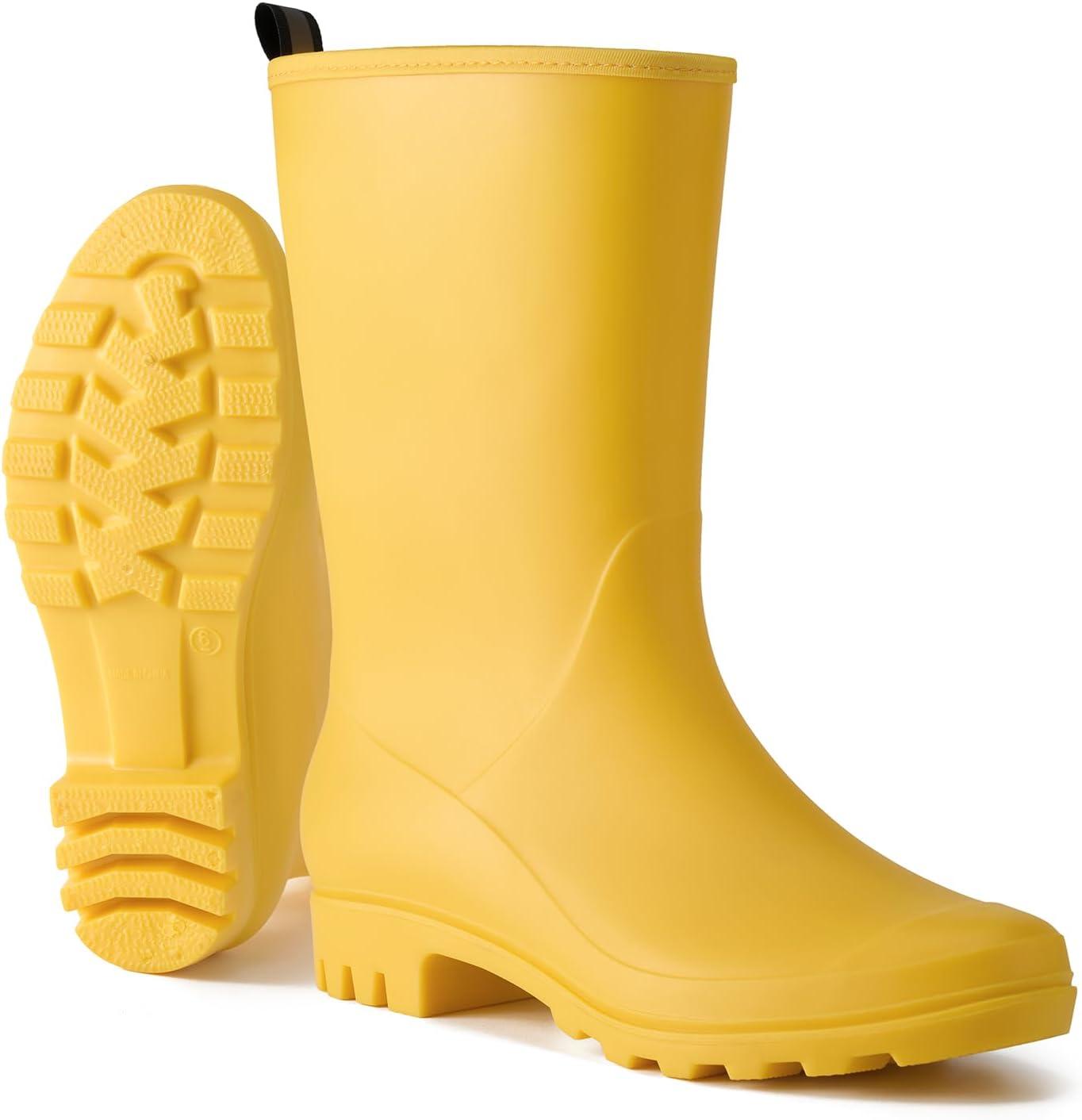 Women's Wide Calf Rubber Rain Boots - Waterproof PVC Garden & Outdoor Boots