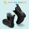 imageHISEA Kids Ankle Rain Boots Waterproof Deck Rubber Shoes for Boys Girls ToddlerLittle KidBig KidBlack