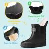 imageHISEA Kids Ankle Rain Boots Waterproof Deck Rubber Shoes for Boys Girls ToddlerLittle KidBig KidBlack