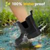 imageHISEA Kids Ankle Rain Boots Waterproof Deck Rubber Shoes for Boys Girls ToddlerLittle KidBig KidBlack