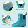 imageHISEA Kids Ankle Rain Boots Waterproof Deck Rubber Shoes for Boys Girls ToddlerLittle KidBig KidBlue