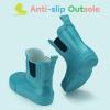 imageHISEA Kids Ankle Rain Boots Waterproof Deck Rubber Shoes for Boys Girls ToddlerLittle KidBig KidBlue