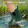 imageHISEA Kids Ankle Rain Boots Waterproof Deck Rubber Shoes for Boys Girls ToddlerLittle KidBig KidGreen