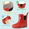 imageHISEA Kids Ankle Rain Boots Waterproof Deck Rubber Shoes for Boys Girls ToddlerLittle KidBig KidRed
