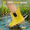 imageHISEA Kids Ankle Rain Boots Waterproof Deck Rubber Shoes for Boys Girls ToddlerLittle KidBig KidYellow