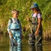 imageHISEA Kids Chest Waders Youth Fishing Waders for Toddler Children Waterproof Hunting Waders with Boots ampamp Reflect Safety BandBlue