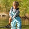imageHISEA Kids Chest Waders Youth Fishing Waders for Toddler Children Waterproof Hunting Waders with Boots ampamp Reflect Safety BandBlue