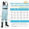 imageHISEA Kids Chest Waders Youth Fishing Waders for Toddler Children Waterproof Hunting Waders with Boots ampamp Reflect Safety BandBlue