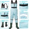 imageHISEA Kids Chest Waders Youth Fishing Waders for Toddler Children Waterproof Hunting Waders with Boots ampamp Reflect Safety BandBlue