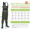 imageHISEA Kids Chest Waders Youth Fishing Waders for Toddler Children Waterproof Hunting Waders with Boots ampamp Reflect Safety BandGreen