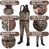 imageHISEA Kids Chest Waders for Toddler ampamp Children Neoprene Youth Duck Hunting Waders for Kids Boys Girls with Insulated BootsNext Camo Evos  Brown