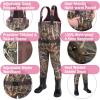 imageHISEA Kids Chest Waders for Toddler ampamp Children Neoprene Youth Duck Hunting Waders for Kids Boys Girls with Insulated BootsNext Camo Evos  Pink