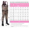 imageHISEA Kids Chest Waders for Toddler ampamp Children Neoprene Youth Duck Hunting Waders for Kids Boys Girls with Insulated BootsNext Camo Evos  Pink