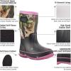 imageHISEA Kids Rubber Rain Boots Durable Waterproof Insulated Neoprene Rainboot for Boys Girls with Easyon Handles for All Seasons Outdoor Playing Little KidBig Kid