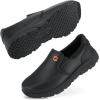 imageHISEA Mens Leather Non Slip Food Service Shoes Water ampamp Oil Resistant Comfortable Breathable Lightweight Slip Resistant Shoes for Men for Kitchen Restaurant Slipon Chef Walking ShoesBlack