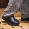 imageHISEA Mens Leather Non Slip Food Service Shoes Water ampamp Oil Resistant Comfortable Breathable Lightweight Slip Resistant Shoes for Men for Kitchen Restaurant Slipon Chef Walking ShoesBlack