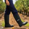 imageHISEA Mens Rain Boots Waterproof Rubber Boots with Steel Shank Seamless PVC Rainboots Outdoor Work Boots Durable Slip Resistant Fishing Gardening Knee Boot for Agriculture and Industrial WorkingBlack