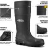 imageHISEA Mens Rain Boots Waterproof Rubber Boots with Steel Shank Seamless PVC Rainboots Outdoor Work Boots Durable Slip Resistant Fishing Gardening Knee Boot for Agriculture and Industrial WorkingBlack