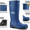 imageHISEA Mens Rain Boots Waterproof Rubber Boots with Steel Shank Seamless PVC Rainboots Outdoor Work Boots Durable Slip Resistant Fishing Gardening Knee Boot for Agriculture and Industrial WorkingBlue