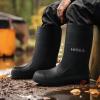 imageHISEA Mens Rain Boots Waterproof Rubber Boots with Steel Shank Seamless PVC Rainboots Outdoor Work Boots Durable Slip Resistant Fishing Gardening Knee Boot for Agriculture and Industrial WorkingBlack