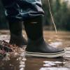 imageHISEA Mens Rubber Rain Boots Waterproof Garden Fishing Outdoor Deck BootsBlack