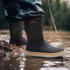 imageHISEA Mens Rubber Rain Boots Waterproof Garden Fishing Outdoor Deck BootsBlue