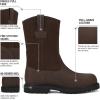 imageHISEA NINGO Mens SteelSoft Toe Work Boots 100 Waterproof Wellington Boots with Fullgrain Leather Oil and Slip Resistant Hazard Protection Pull on Work Boots for Men for Construction FarmingSoft Toe Dark Brown