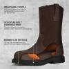 imageHISEA NINGO Mens SteelSoft Toe Work Boots 100 Waterproof Wellington Boots with Fullgrain Leather Oil and Slip Resistant Hazard Protection Pull on Work Boots for Men for Construction FarmingSoft Toe Dark Brown