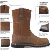 imageHISEA NINGO Mens SteelSoft Toe Work Boots 100 Waterproof Wellington Boots with Fullgrain Leather Oil and Slip Resistant Hazard Protection Pull on Work Boots for Men for Construction FarmingWaterproof Steel Toe Light Brown