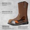 imageHISEA NINGO Mens SteelSoft Toe Work Boots 100 Waterproof Wellington Boots with Fullgrain Leather Oil and Slip Resistant Hazard Protection Pull on Work Boots for Men for Construction FarmingWaterproof Steel Toe Light Brown