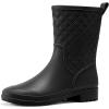imageHISEA Rain Boots for Women Lightweight Fashion Rubber Boots Mid Height Waterproof Garden Shoes Womens Rain FootwearBlack