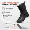 imageHISEA Rain Boots for Women Lightweight Fashion Rubber Boots Mid Height Waterproof Garden Shoes Womens Rain FootwearBlack