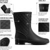 imageHISEA Rain Boots for Women Lightweight Fashion Rubber Boots Mid Height Waterproof Garden Shoes Womens Rain FootwearBlack